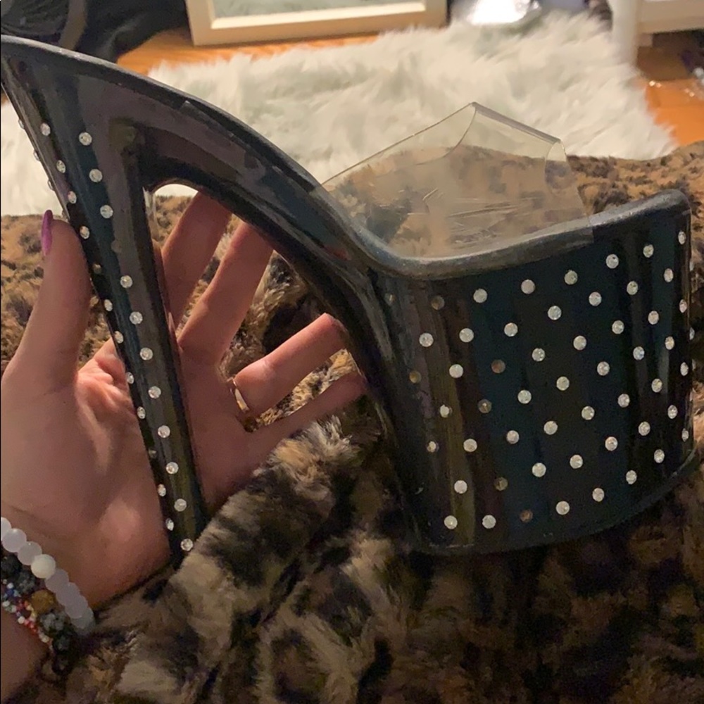 Black rhinestone 8” platform heels